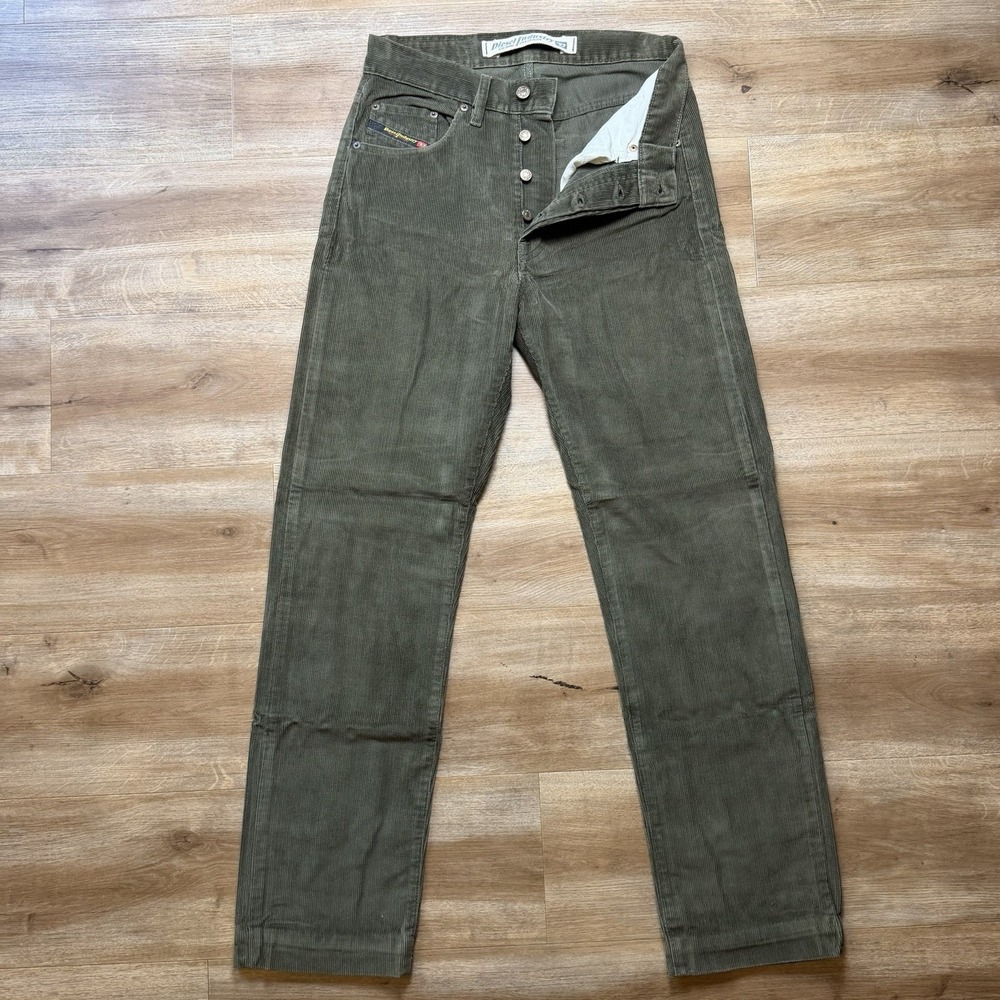 Vintage Diesel Cheyenne Corduroy Pants Men 29x31 Green Straight Leg Button Fly